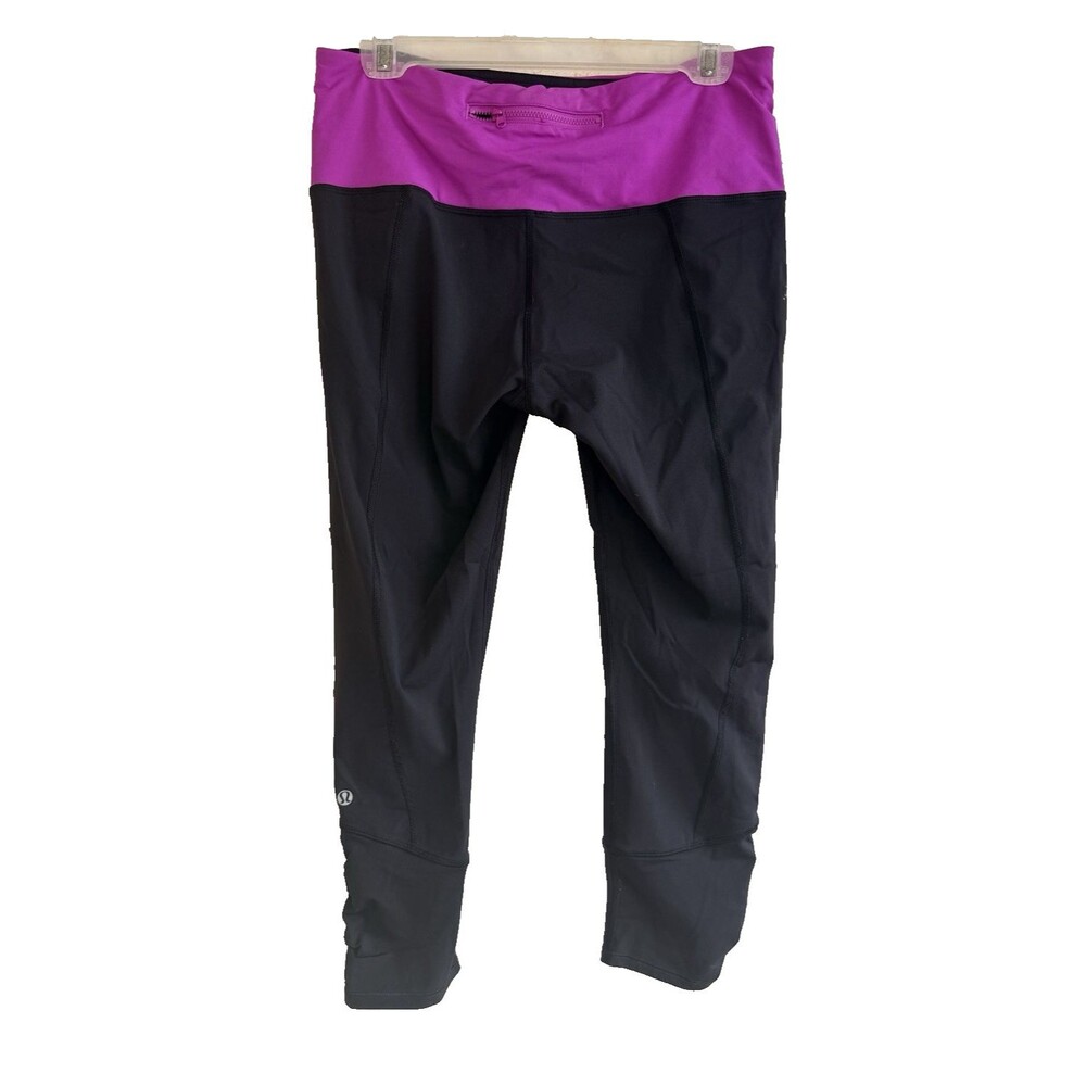 LULULEMON Leggings Black Zip Leg Ruched Pant Size 10